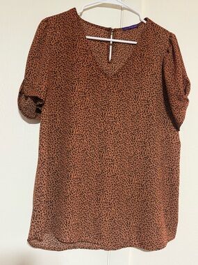 West Kei Brown Leopard Print Blouse size L
